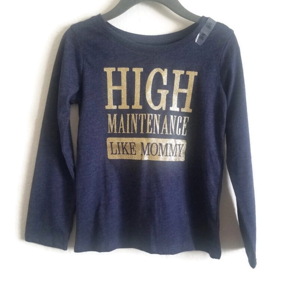 The Children's place navy blue high maintenance like mommy long sleeve shirt, 4T